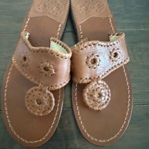 Jack Rogers Size 7 Cognac Brown Leather Slide